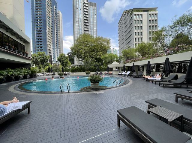Pool with a city view