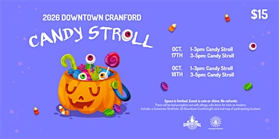 2026 Downtown Cranford Candy Stroll | Eastman Clock Plaza Park