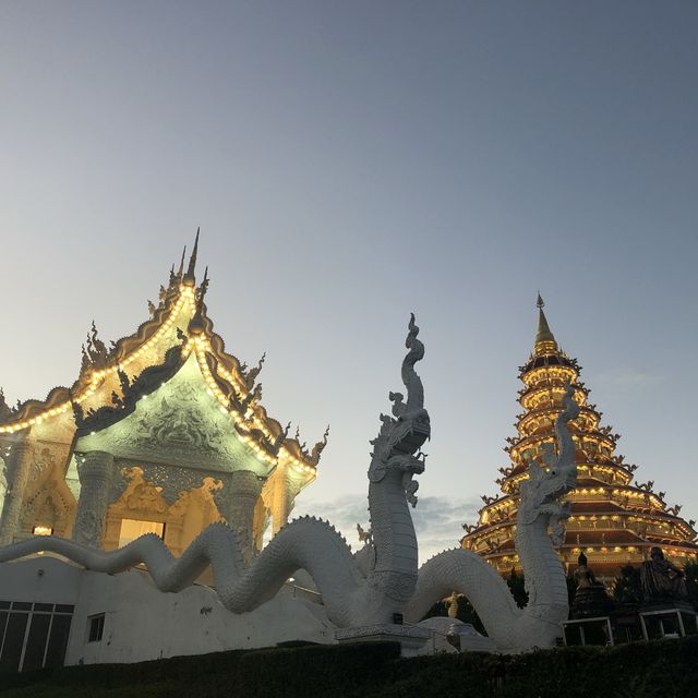 huge white Buddha with 9 floor pagoda 