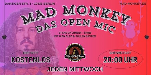 MAD MONKEY - DAS OPEN MIC | MITTWOCH 20:00 UHR im Mad Monkey Room | Mad Monkey Room