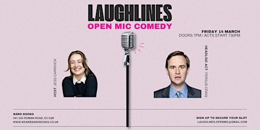 LAUGHLINES Open Mic Comedy | we are Bàrd Books