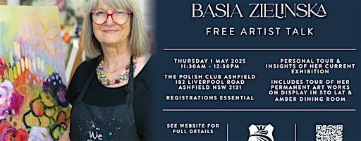 Artist Talk with Basia Zielinska | Polish Club Ashfield, Liverpool Road, Ashfield NSW, Australia