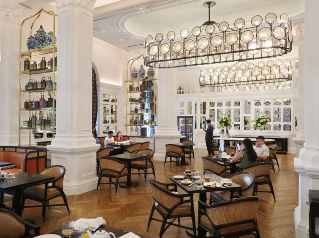 Incredible breakfast spread at Raffles Hotel