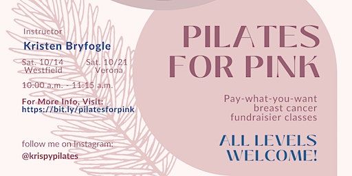 Pilates for Pink Outdoor Fundraiser Class - Saturday 10/21 - Verona | Verona Park