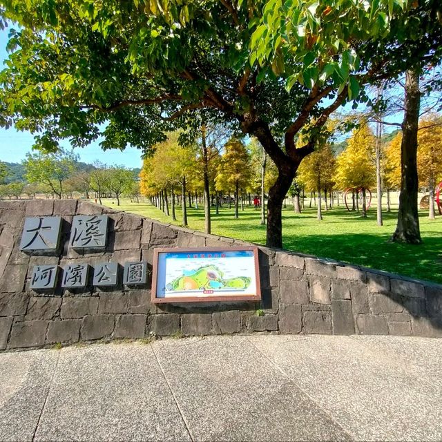 大溪河濱公園-藍天白雲綠草地