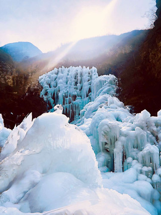 Frozen Waterfall in Hebei, China 