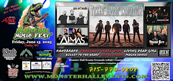 Monster Hall Music Fest Friday, June 13th!  Featuring 10 Bands!  18+ Show! | Monster Hall Events