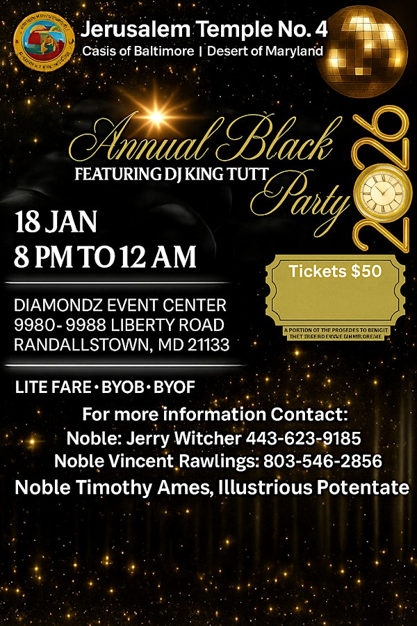 Jerusalem Temple 4 Annual Black Party | Diamondz Events & Catering LLC