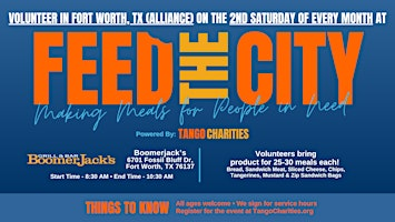 Feed The City Fort Worth (Alliance): Making Meals for People In Need | BoomerJack's Grill