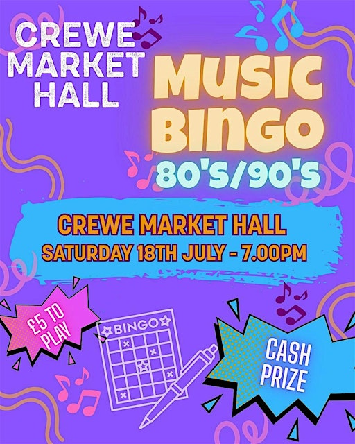 Music Bingo - 80's/90's | Crewe Market Hall