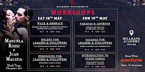 Milonga Nacimiento - Workshops - Juan Malizia & Manuela Rossi | Millbank Academy