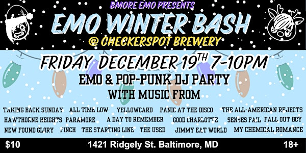 Emo Winter Bash (Presented by Bmore Emo) | Checkerspot Brewing Company