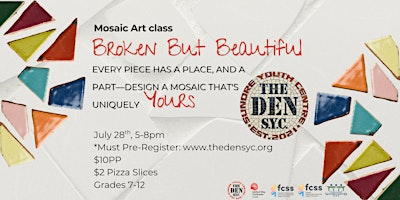 Broken But Beautiful - Mosaic tile art class | Sundre Youth Center (The Den)