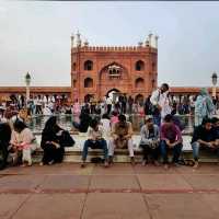 Magnificent yet crowded mosque of Mughal era