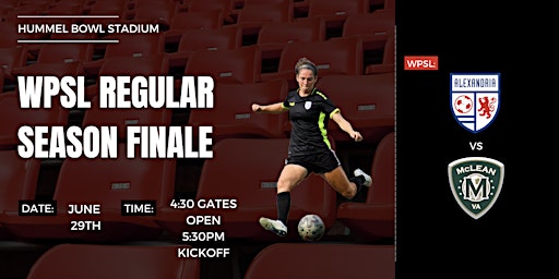 Alexandria Reds WPSL Regular Season Finale vs. McLean | Episcopal High School Hummel Bowl Stadium