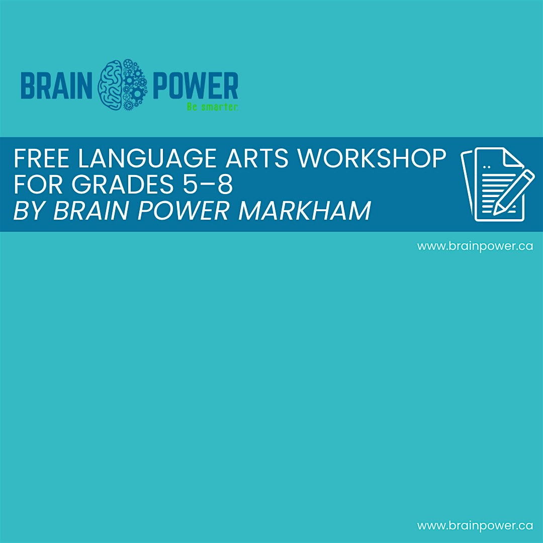 Free Language Arts Workshop for Gr. 5 to 8 - Hosted by Brain Power Markham | YSpace Markham