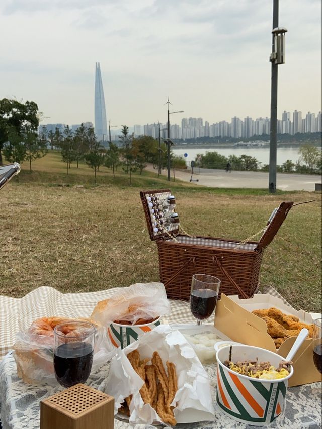 <서울> 롯데타워가 보이는 피크닉 맛집 뚝섬한강공원