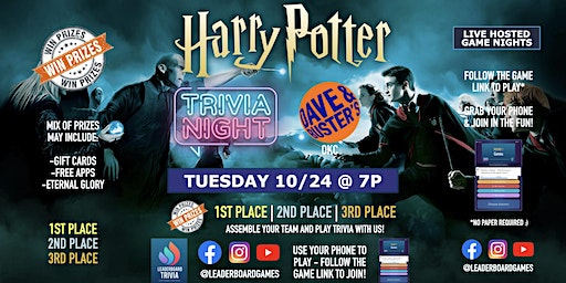 HARRY POTTER Trivia Night | Dave & Buster's - OKC - TUESDAY 10/24 at 7p | Dave & Buster's Oklahoma City