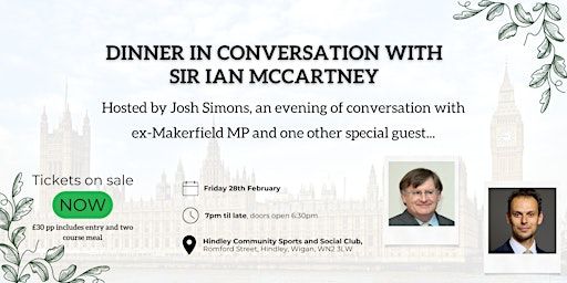 Dinner in Conversation with Ian McCartney | Hindley Community Sports & Social Club
