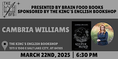 Cambria Williams | Keeper of the Word | King's English Bookshop