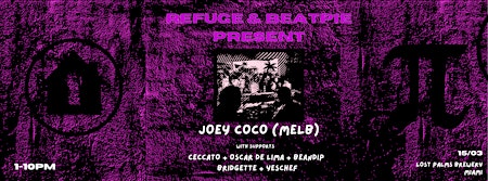 Refuge & Beatpie present Joey Coco (Melb) | Lost Palms Brewing Co.