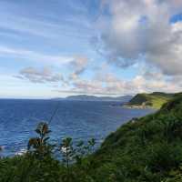 Beautiful trail between ocean and mountains