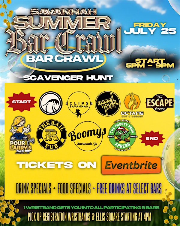 Savannah summer bar crawl | Ellis Square