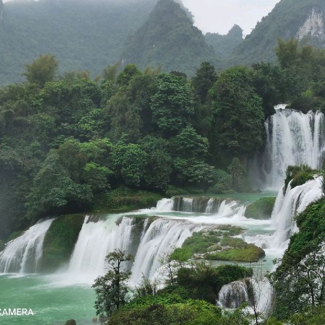 Waterfalls with the view on Vietnam