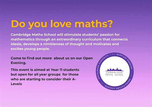 Cambridge Maths School Open Evening October 2025 | Cambridge Maths School