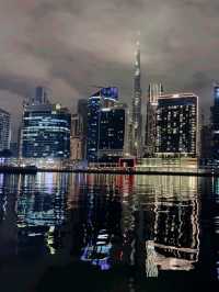 downtown bur dubai at night the pic has been taken from a boat 