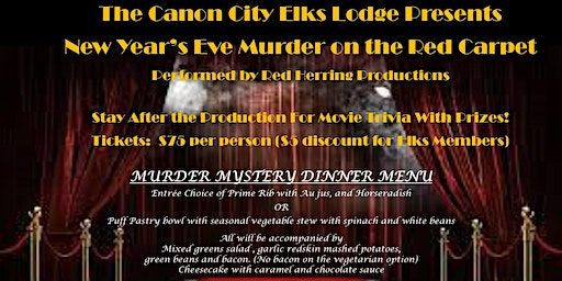 NEW YEARS EVE MURDER MYSTERY DINNER | Elks Lodge