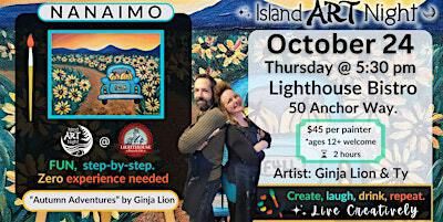 Come Paint at Lighthouse Bistro on October 24, with Ginja Lion & Ty, painting " Autumn Adventures" | Lighthouse Bistro & Pub