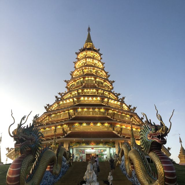 huge white Buddha with 9 floor pagoda 