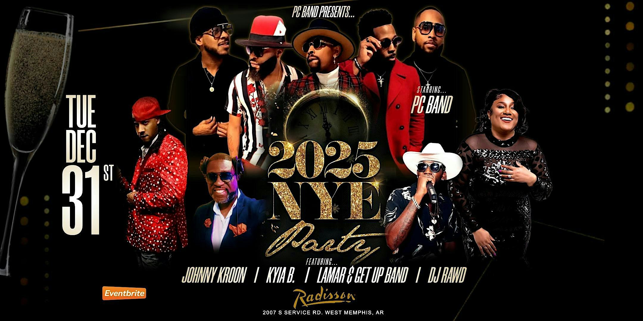 BLACK & GOLD NYE PARTY HOSTED BY PC BAND(semi-formal attire) | Radisson Hotel West Memphis