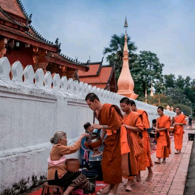 ตักบาตรข้าวเหนียว ที่หลวงพระบาง ประเทศลาว