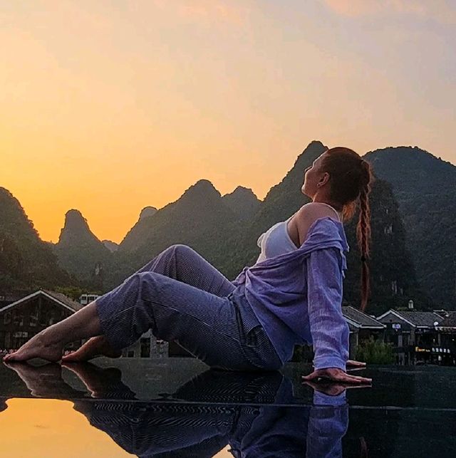 Sunset pictures in Yangshou 