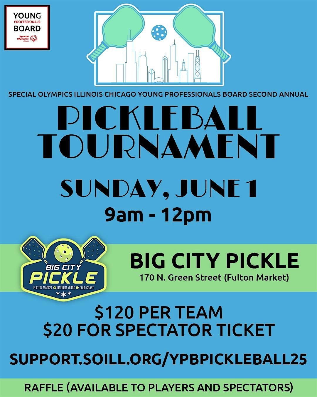 2nd Annual Pickleball Tournament for Special Olympics Illinois Chicago YPB | 170 N Green St