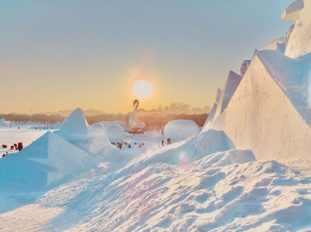 SNOW SCULPTURES & STUNNING SUNSET 