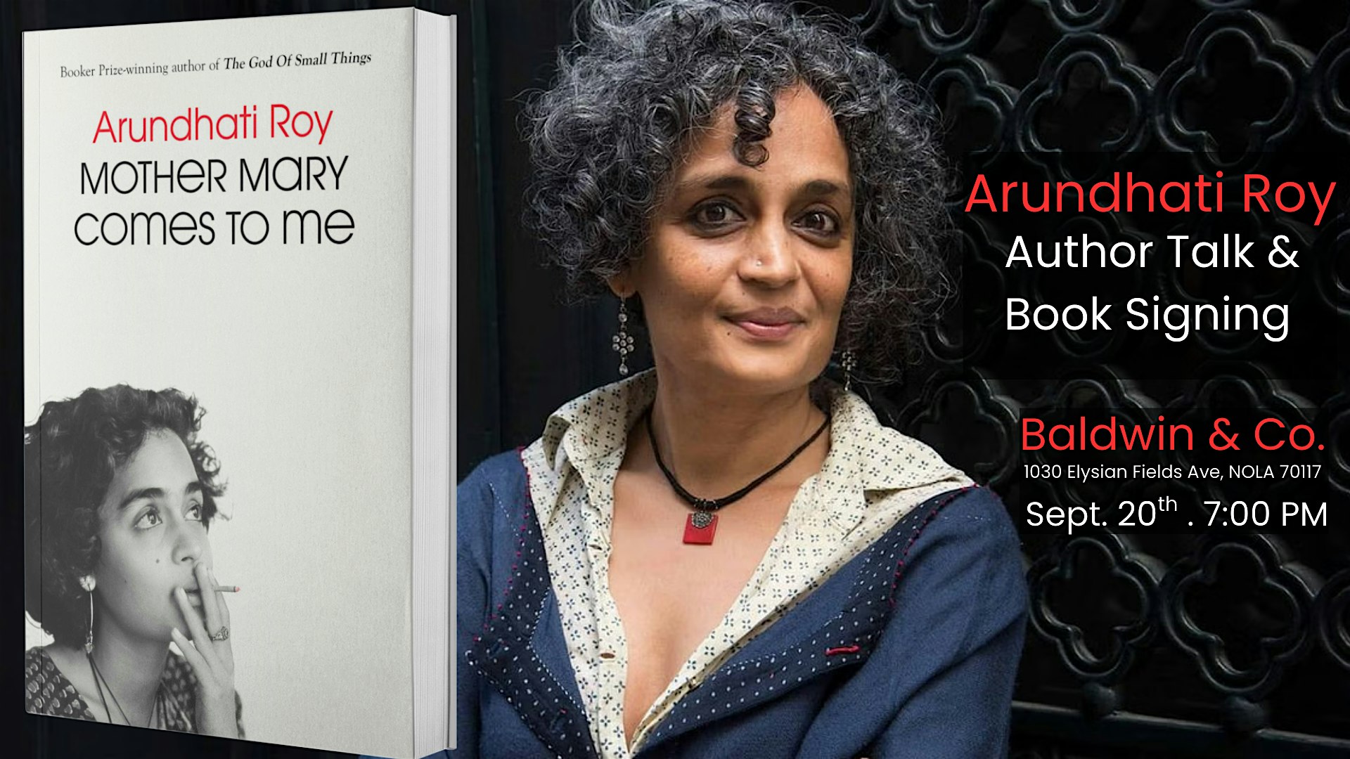 Arundhati Roy, the author of The God of Small Things, at Baldwin & Co. | 1030 Elysian Fields Ave