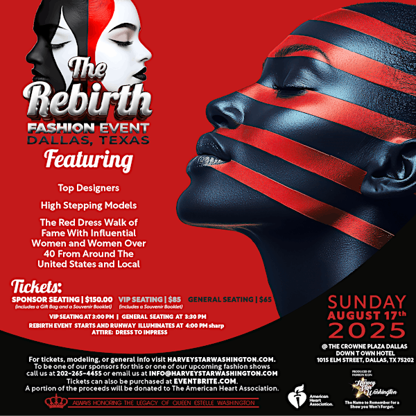 REBIRTH FASHION EVENT DALLAS TEXAS ON SUNDAY AUGUST 17TH 2025.( GET TICKETS | Crowne Plaza Dallas Downtown by IHG