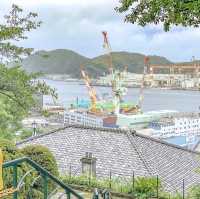 グラバー園中段のあたりの景色と紫陽花