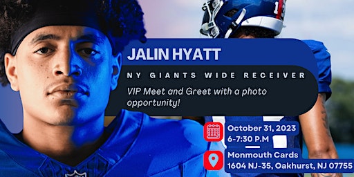 NY Giants Star Rookie Jalin Hyatt VIP Meet & Greet Party | Monmouth Cards