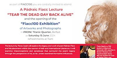 “TEAR THE DEAD DAY BACK ALIVE” - A Pádraic Fiacc Lecture | Public Record Office of Northern Ireland