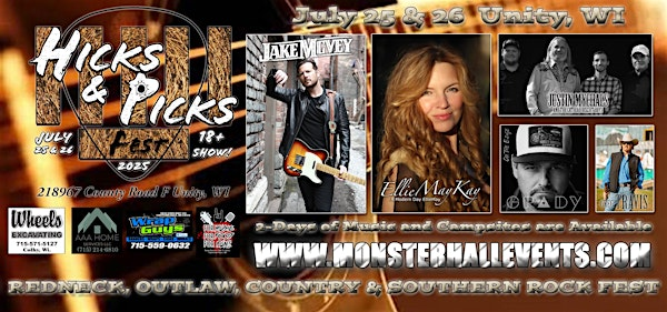 2-Day Hicks & Picks Fest Ticket July 25 & 26, 2025!   Early Bird Price! | Monster Hall Events