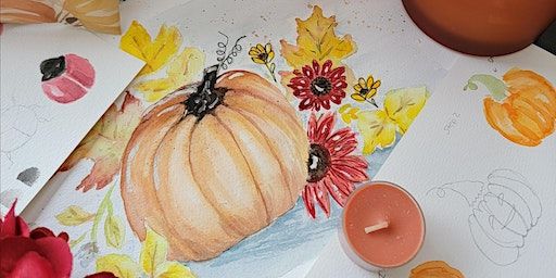 "Autumn Bouquet-Fall Flowers" Wine & Watercolor Workshop -Beginner (Rock Hill) | The Mercantile