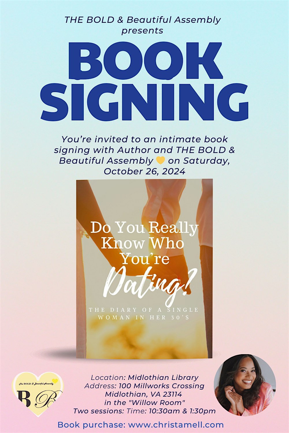 BOLD & Beautiful Assembly Presents Book Signing with Christa Jefferson A.K.A: ChristaMell | Midlothian Library: The Willow Room