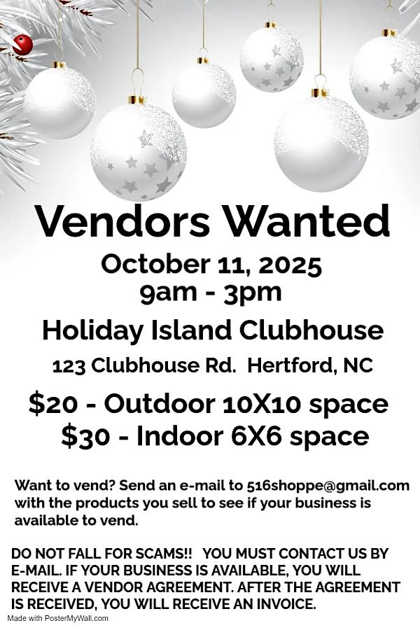 Vendors Wanted for Christmas on the Island Event | Holiday Island Clubhouse