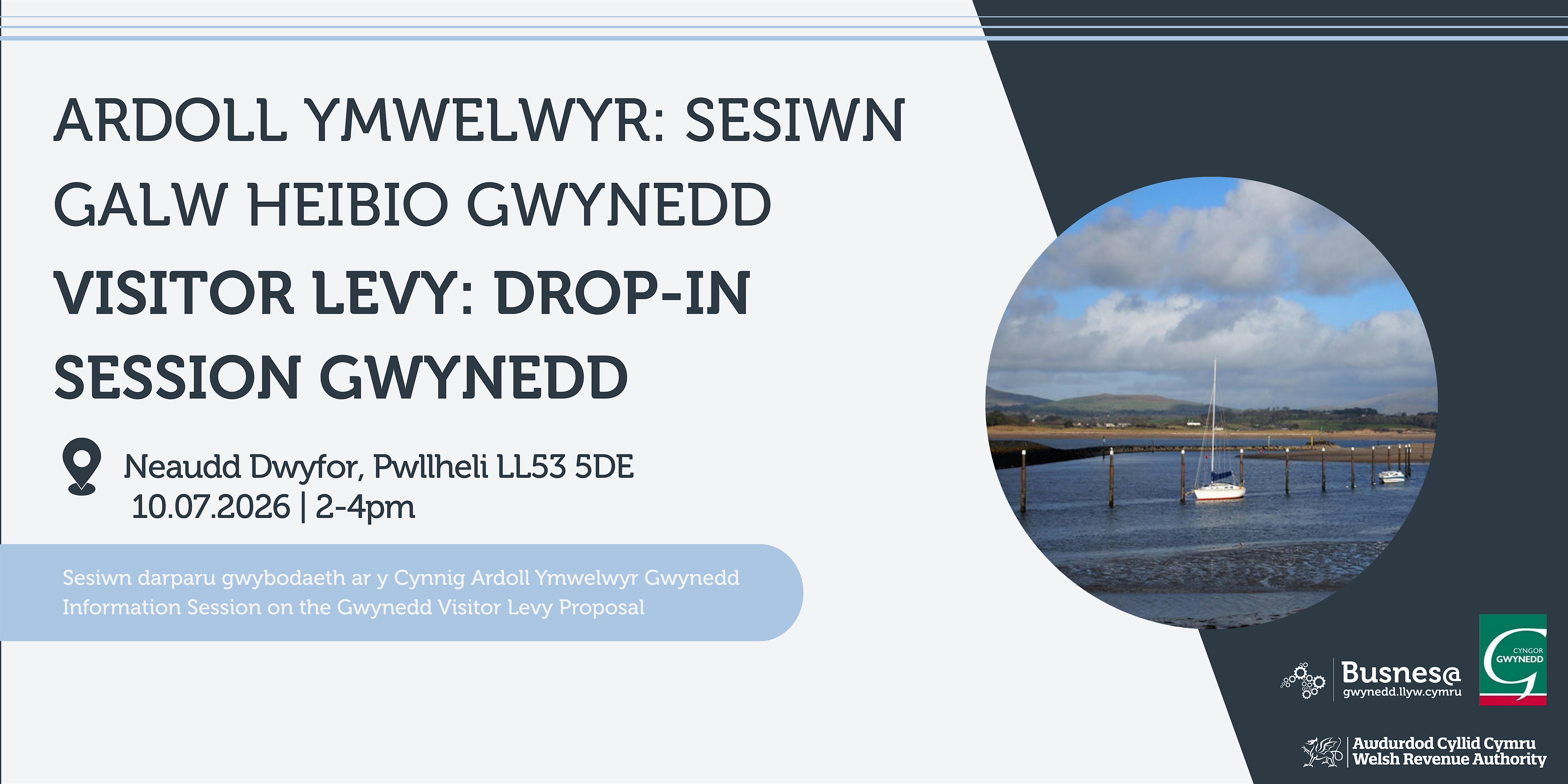 Copy of Ardoll Ymwelwyr: Sesiwn Galw Heibio / Visitor Levy: Drop-in Session | Neuadd Dwyfor