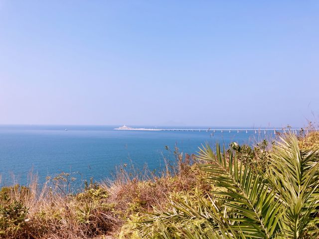 眺望一望無際的大海及港珠澳大橋
