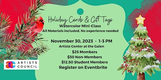 Holiday Cards & Gift Tags Watercolor Mini-Class | Artists Center at the Galen